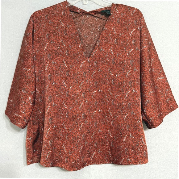 Banana Republic Women's Boho Paisley Top Size S Paisley Dolman Sleeves Lagenlook - Picture 1 of 6